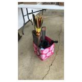 2 QUIVERS, ARROWS AND ASSTS. BAGS