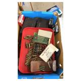 BOX LOT OF ASST AMMO HOLDERS / ORGANIZERS & AMMO