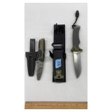 (2) GERBER FIXED BLADE KNIVES & BELT HOLSTERS