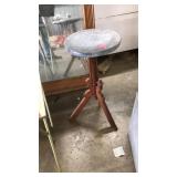 OAK CARVED MARBLE TOP PLANT STAND