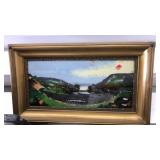 ANTIQUE HORSESHOE CURVE RAILROAD REVERSE ART