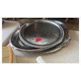 SILVER PLATE & PEWTER SERVING TRAYS