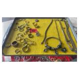 TRAY OF STERLING & COSTUME JEWELRY