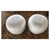 PAIR OF CREAM UPHOLSTERED FOOT STOOLS
