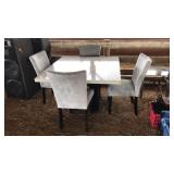 DINING ROOM TABLE WITH 4 UPHOLSTERED CHAIRS