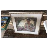 FRAMED PRINT 'SITTING W/UMBRELLA' BY JOSE ROYO