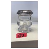 STERLING RIMMED GLASS TOOTHPICK HOLDER