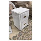 WICKER 2 DRAWER ROLLING CABINET