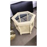 BEVELED GLASS INLAYED SIDE TABLE