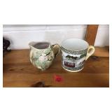 RIDGWAY RAILWAY ENGLISH MUG &POTTERY CREAM PITCHER