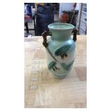 VINTAGE CERAMIC VASE W/ EMBOSSED ACRONS & LEAVES