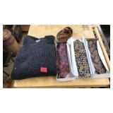 OLD NAVY SWEATER, ASST MENS TIES, VINTAGE BELT