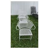 4 WHITE WROUGHT IRON CHAIRS