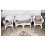 WICKER 3 PC LIVING SET 2 ARM CHAIRS & LOVE SEAT