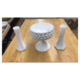 LOT OF ASST MILK GLASS VASES