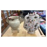 2 DBL HANDLED CERAMIC VASES