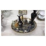 MIRRORED VANITY TRAY & ASST COLLECTIBLES