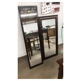 2 WALL HANGING FRAMED MIRRORS