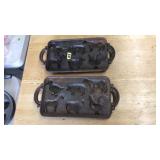 PAIR OF CAST IRON ANIMAL MOLDS