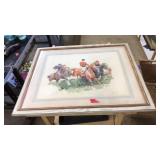 EVE PICHAUBES FRAMED HORSE JOCKEY ART / POLO SCENE
