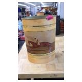 DANGEROUS HUNT SCENE ON WASTE BASKET VINTAGE
