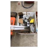 BOX OF ASST TOOLS, AIR GAUGES, FILES & ETC