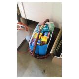 BASKET W/ ASST KITCHENWARE & LIGHT BULBS