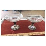 PAIR OF STERLING SILVER CANDLESTICK HOLDERS W/ GLS