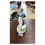 PORCELAIN WOMAN & GOOSE FIGURINE
