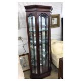 LIGHTED BEVELLED GLASS CURIO CABINET