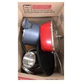 BOX OF ASST. POTS AND PANS