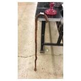 CURVED WOOD CARVED CANE