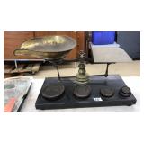 VINTAGE BRASS POSTAL SCALE W/ WEIGHTS