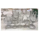 9 PC RIBBED GLASSWARE