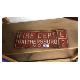 FIRE DEPT GAITHERSBURG MD VINTAGE PLATE