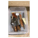 STORAGE TOTE W/ASST. KNIVES & KITCHENWARE