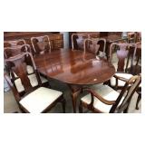 STATTON DINING ROOM TABLE, 8 CHAIRS & 3 LEAVES