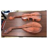CAST ALUMINUM VIOLIN & LUTE.