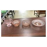 4 LOTS OF ASST PINK DEPRESSION GLASS