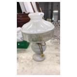 WHITE MOONSTONE OIL LAMP W/ SHADE