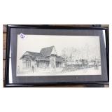 FRAMED SIGNED RAILROAD STATION PRINT
