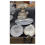ASST HAMMERED METAL & SILVER PLATE SERVINGWARE