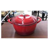 RED ENAMEL CAST IRON DUTCH OVEN