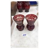 PAIR OF EGERMANN BOHMIAN RUBY RED GLASS VASES