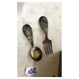 VINTAGE YOUTH FLATWARE SET MICKEY & MINNIE MOUSE