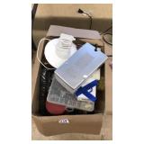 BOX OF ASST. ELECTRICAL HARDWARE, ELECTRONICS,