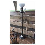 VNTG. BRASS & MARBLE TORCHIERE FLOOR LAMP