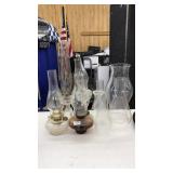 OIL LAMPS & ASST HURRICANE SHADES