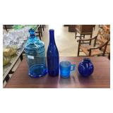 LOT OF ASST BLUE GLASSWARE