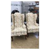 PAIR OF WING BACK ARM CHAIRS